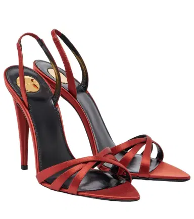 Saint Laurent Kate crêpe satin slingback sandals | Thumbnail 1