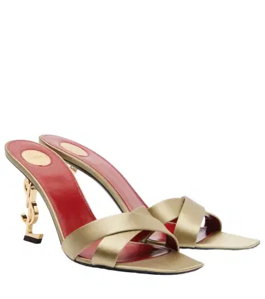 Saint Laurent Opyum crêpe satin mules | Thumbnail 1