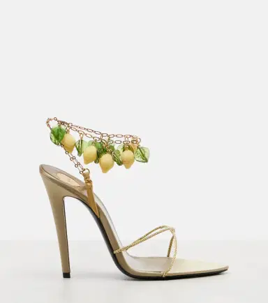 Saint Laurent Mon Chéri embellished suede sandals | Thumbnail 2 Saint Laurent Mon Chéri embellished suede sandals | Thumbnail 2