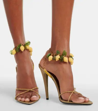 Saint Laurent Mon Chéri embellished suede sandals | Thumbnail 5 Saint Laurent Mon Chéri embellished suede sandals | Thumbnail 5