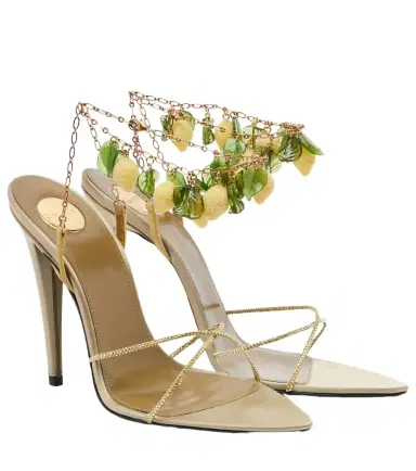 Saint Laurent Mon Chéri embellished suede sandals | Thumbnail 1 Saint Laurent Mon Chéri embellished suede sandals | Thumbnail 1
