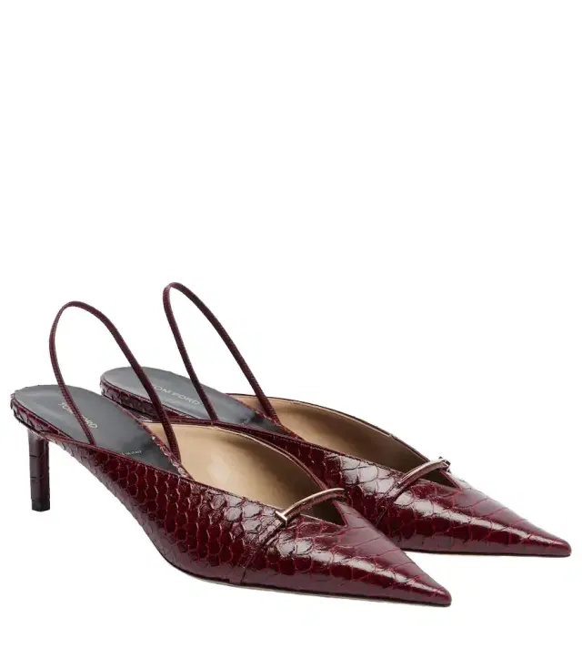 Tom Ford Croc-effect leather slingback pumps