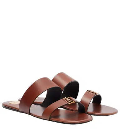 Saint Laurent Cassandre leather sandals | Thumbnail 1 Saint Laurent Cassandre leather sandals | Thumbnail 1