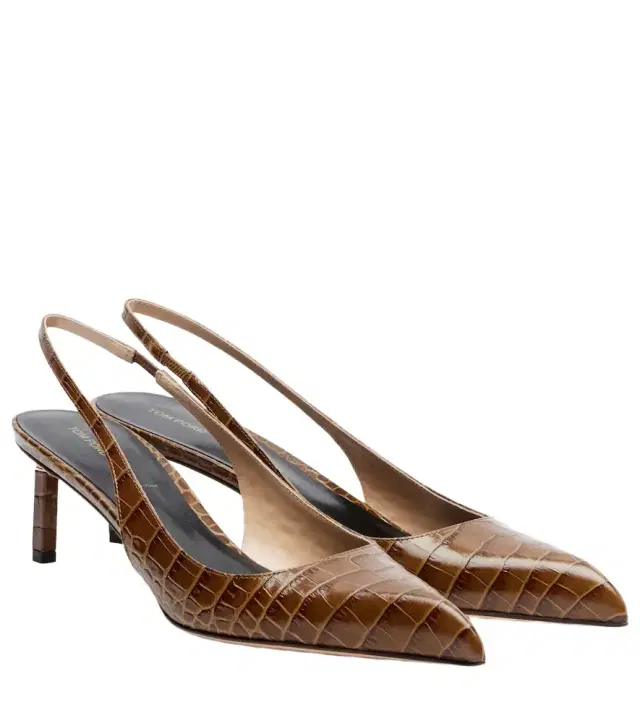 Tom Ford Croc-effect slingback pumps