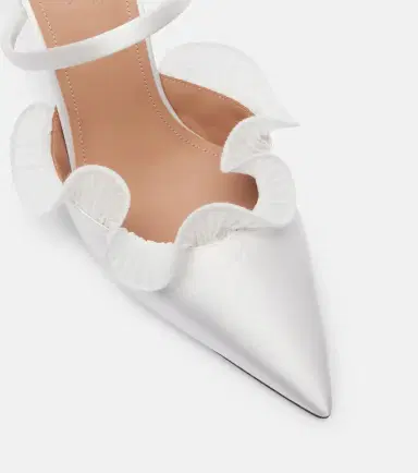 Malone Souliers Cecile 70 ruffled satin mules | Thumbnail 3