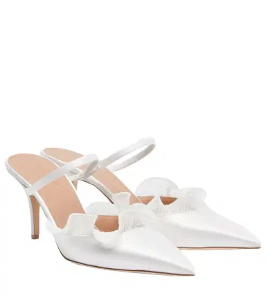 Malone Souliers Cecile 70 ruffled satin mules | Thumbnail 1
