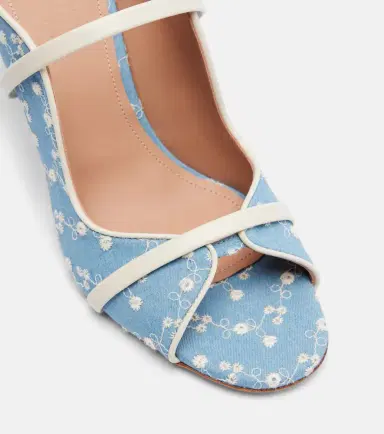 Malone Souliers Norah 70 leather-trimmed denim mules | Thumbnail 4