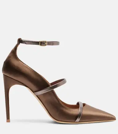 Malone Souliers Diaz 100 leather-trimmed satin pumps | Thumbnail 2