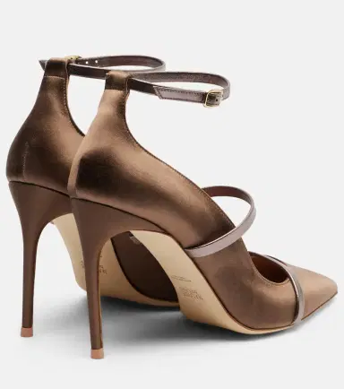 Malone Souliers Diaz 100 leather-trimmed satin pumps | Thumbnail 3