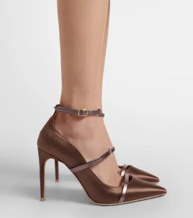 Malone Souliers Diaz 100 leather-trimmed satin pumps | Thumbnail 5
