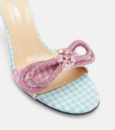 Mach & Mach Double Bow 85 gingham mules | Thumbnail 4