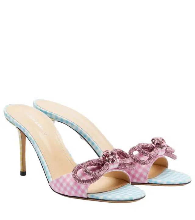 Double Bow 85 gingham mules
