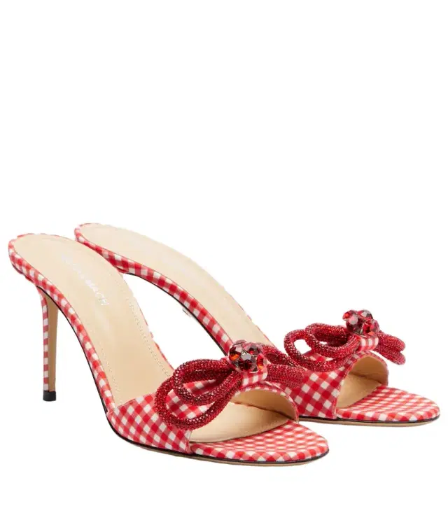 Double Bow 85 gingham mules