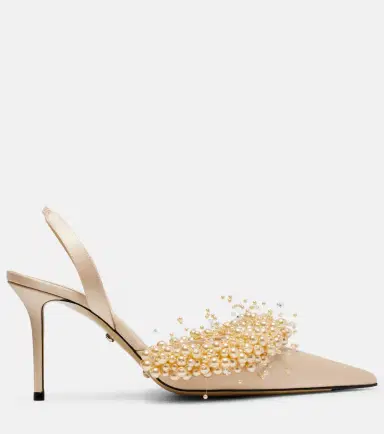 Mach & Mach Floating Pearls 85 satin slingback pumps | Thumbnail 3 Mach & Mach Floating Pearls 85 satin slingback pumps | Thumbnail 3