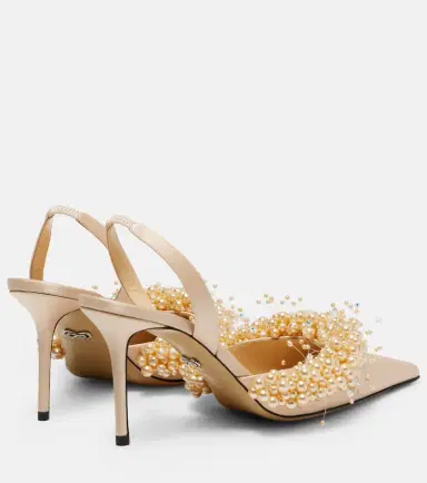 Mach & Mach Floating Pearls 85 satin slingback pumps | Thumbnail 4 Mach & Mach Floating Pearls 85 satin slingback pumps | Thumbnail 4