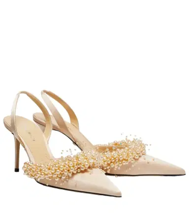 Mach & Mach Floating Pearls 85 satin slingback pumps | Thumbnail 1 Mach & Mach Floating Pearls 85 satin slingback pumps | Thumbnail 1