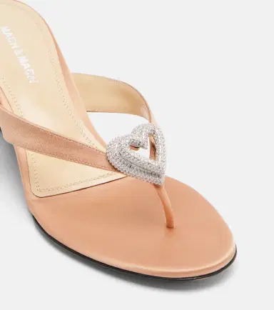 Mach & Mach Double Heart satin wedge thong sandals | Thumbnail 3 Mach & Mach Double Heart satin wedge thong sandals | Thumbnail 3