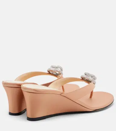 Mach & Mach Double Heart satin wedge thong sandals | Thumbnail 4 Mach & Mach Double Heart satin wedge thong sandals | Thumbnail 4