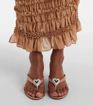 Mach & Mach Double Heart satin wedge thong sandals | Thumbnail 6 Mach & Mach Double Heart satin wedge thong sandals | Thumbnail 6