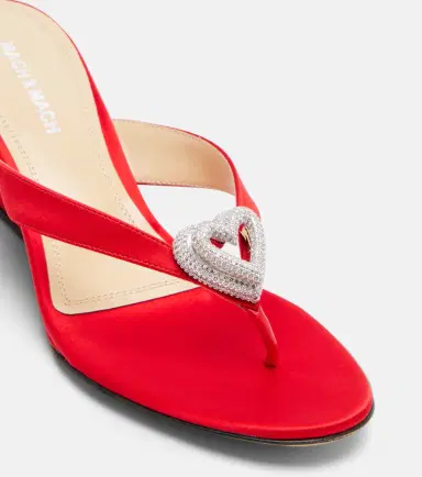 Mach & Mach Double Heart satin wedge thong sandals | Thumbnail 2