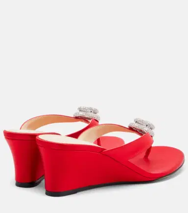 Mach & Mach Double Heart satin wedge thong sandals | Thumbnail 4