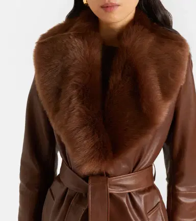 Nour Hammour Dakota shearling-trimmed leather coat | Thumbnail 2