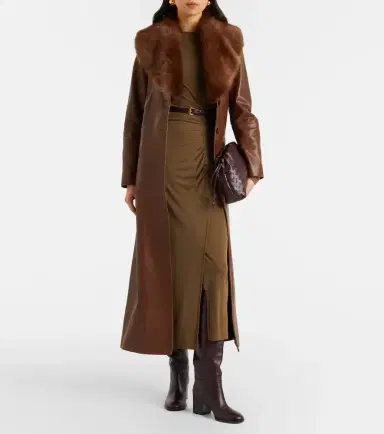 Nour Hammour Dakota shearling-trimmed leather coat | Thumbnail 3