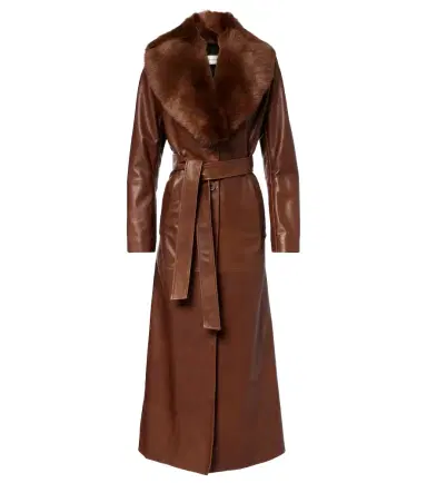 Nour Hammour Dakota shearling-trimmed leather coat | Thumbnail 1