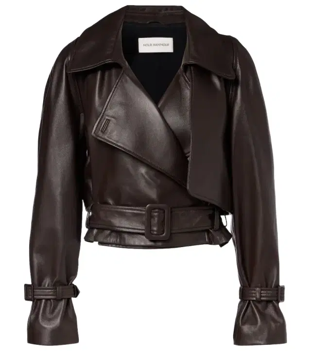 Nour Hammour Hatti cropped leather jacket