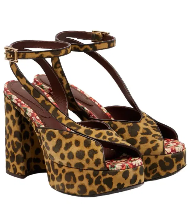 Etro 120 leopard-print canvas platform sandals
