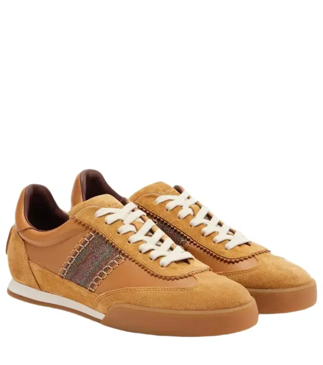 Etro Pegaso suede-trimmed leather sneakers