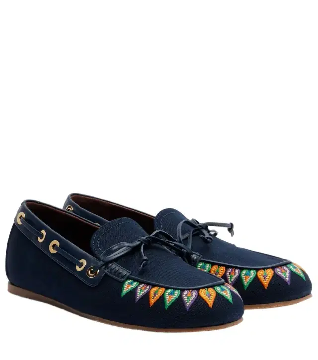 Etro Embroidered canvas boat shoes