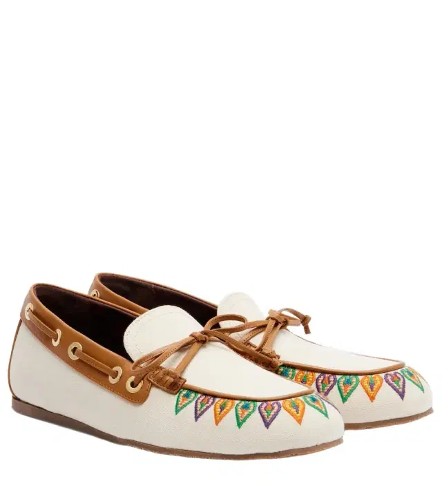 Etro Embroidered canvas boat shoes