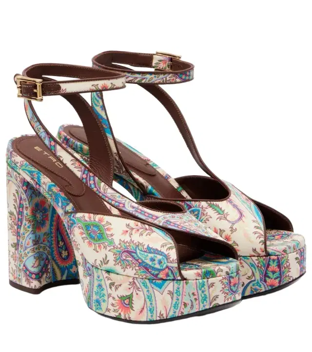 Etro 120 paisley canvas platform sandals