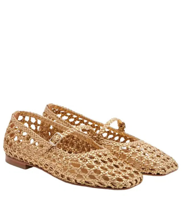 Souliers Martinez Paris woven leather Mary Jane flats
