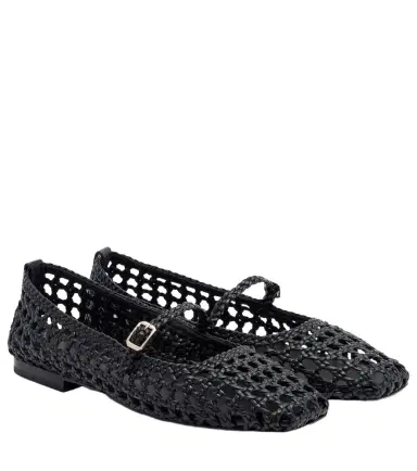 Souliers Martinez Paris woven leather Mary Jane flats | Thumbnail 1