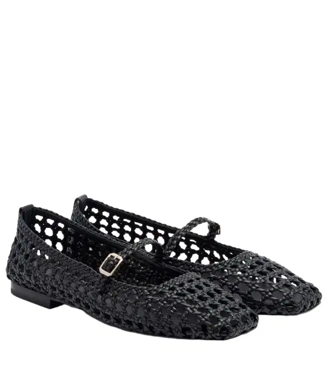Souliers Martinez Paris woven leather Mary Jane flats