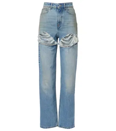 Area Distressed embellished wide-leg jeans | Thumbnail 1