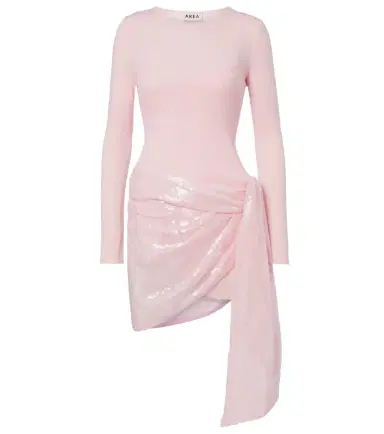 Area Pointelle sequined draped minidress | Thumbnail 1 Area Pointelle sequined draped minidress | Thumbnail 1