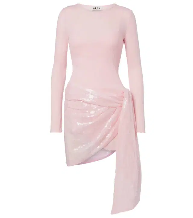 Pointelle sequined draped minidress