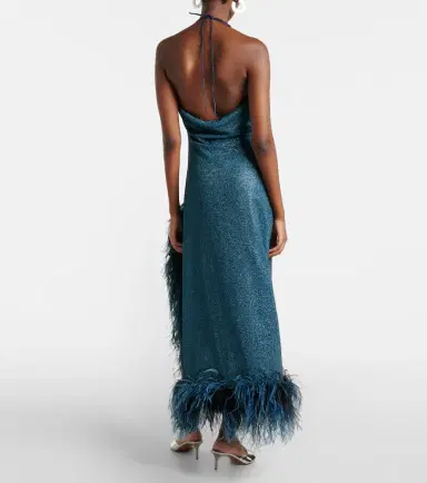 Oséree Oséree Lumière Plumage halterneck midi dress | Thumbnail 3 Oséree Oséree Lumière Plumage halterneck midi dress | Thumbnail 3