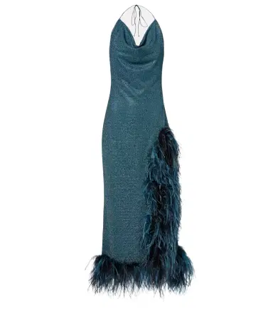Oséree Oséree Lumière Plumage halterneck midi dress | Thumbnail 1 Oséree Oséree Lumière Plumage halterneck midi dress | Thumbnail 1