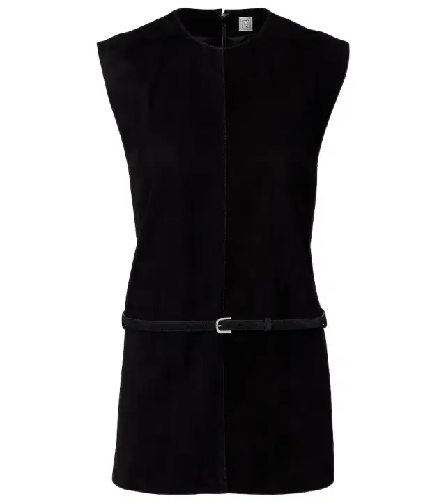 Belted suede minidress