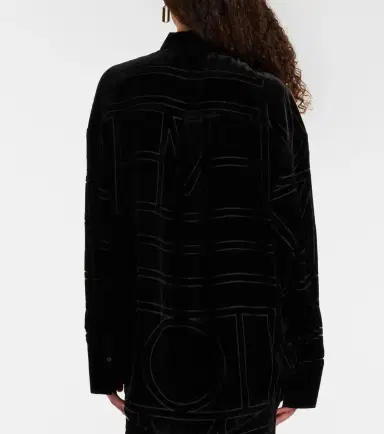 Toteme Logo oversized velvet devoré shirt | Thumbnail 2