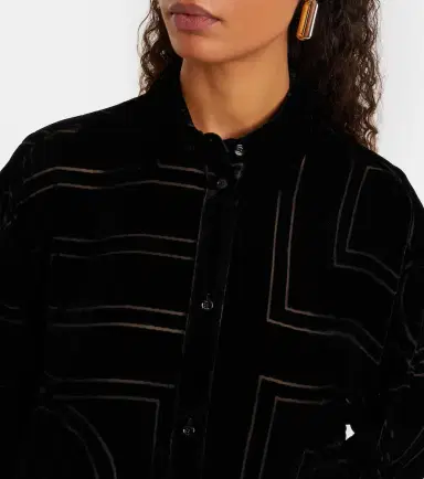 Toteme Logo oversized velvet devoré shirt | Thumbnail 3