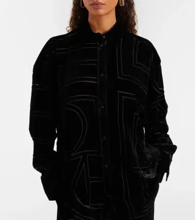 Toteme Logo oversized velvet devoré shirt | Thumbnail 4