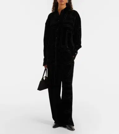 Toteme Logo oversized velvet devoré shirt | Thumbnail 5
