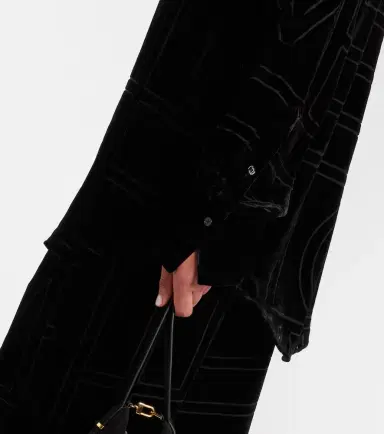 Toteme Logo oversized velvet devoré shirt | Thumbnail 6