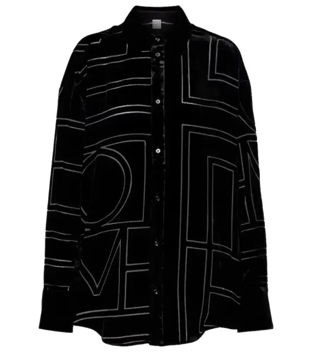 Logo oversized velvet devoré shirt