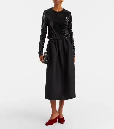 TOTEME Gathered wool and silk midi skirt | Thumbnail 3 TOTEME Gathered wool and silk midi skirt | Thumbnail 3